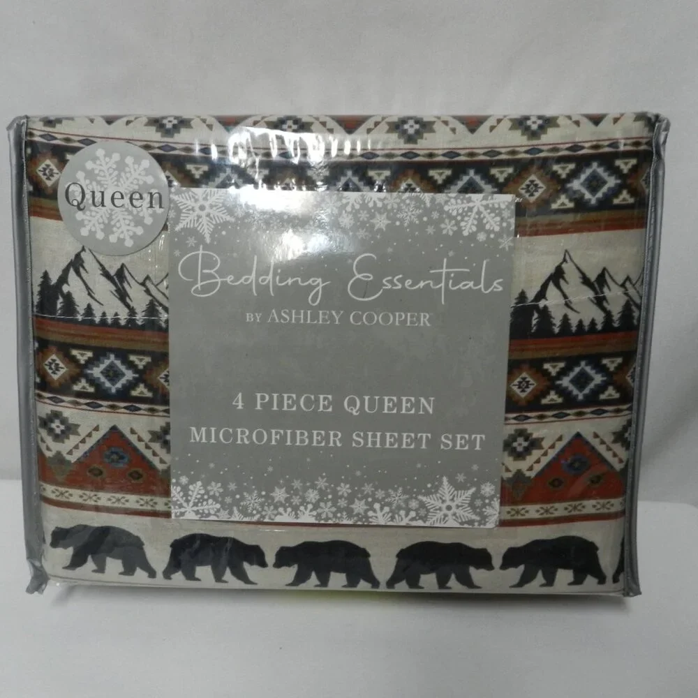 Ashley Cooper Pocono Lodge 4 piece Micro Fiber Queen sheet set green NEW NWT